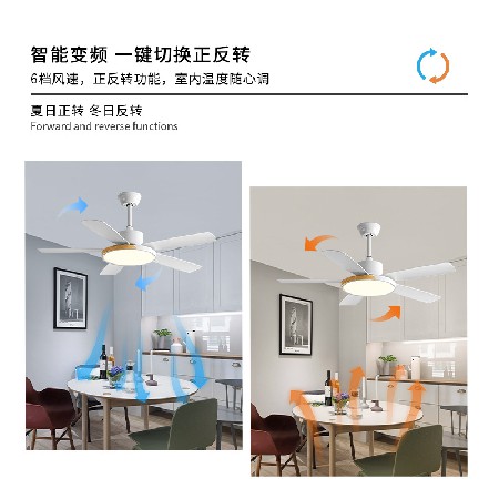 北歐靜音大風(fēng)力吊扇燈變頻家用客廳餐廳燈電風(fēng)扇臥室吸頂風(fēng)扇燈