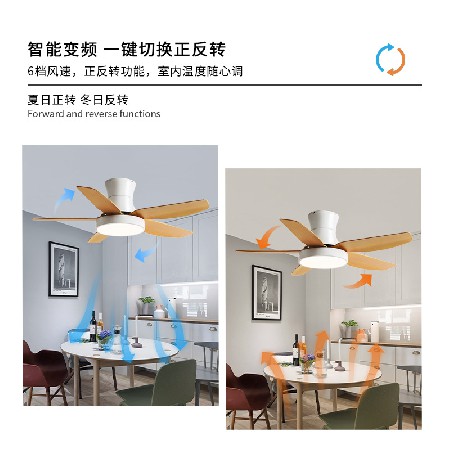 北歐吸頂電風扇燈客廳燈支持智能變頻家用靜音吊扇一體燈中山工廠