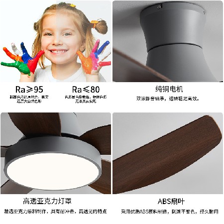 北歐吸頂電風扇燈客廳燈支持智能變頻家用靜音吊扇一體燈中山工廠