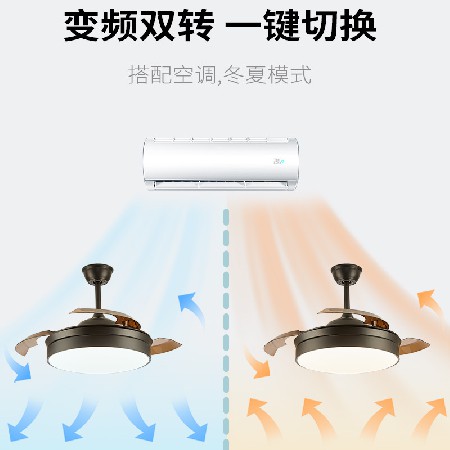 現(xiàn)代簡約隱形風(fēng)扇燈 北歐吊扇智能變頻吊扇燈組合套餐 臥室客廳燈
