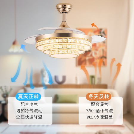 現(xiàn)代簡約變頻風(fēng)扇燈臥室家用隱形靜音臥室電扇燈客廳餐廳吊扇燈