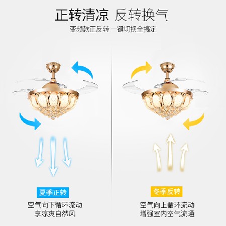 全光譜智能遙控風(fēng)扇燈創(chuàng)意個(gè)性蓮花水晶吊扇燈家用餐廳客廳電風(fēng)扇