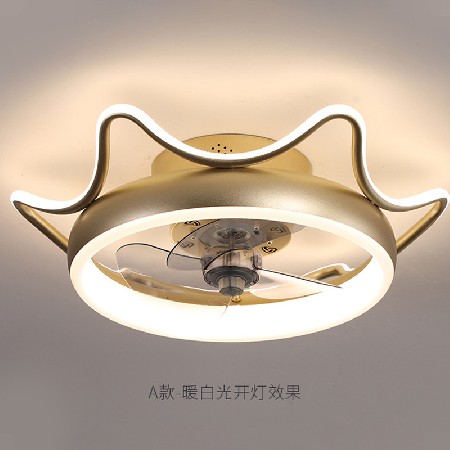 現(xiàn)代簡約吸頂風扇燈跨境工廠隱形電扇燈臥室餐廳智能變頻風扇帶燈
